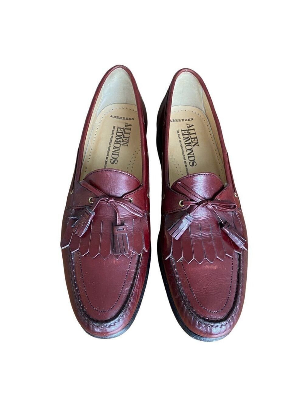 Allen Edmonds Aberdeen Kiltie Tassel Leather Loafers 10.5C Burgundy